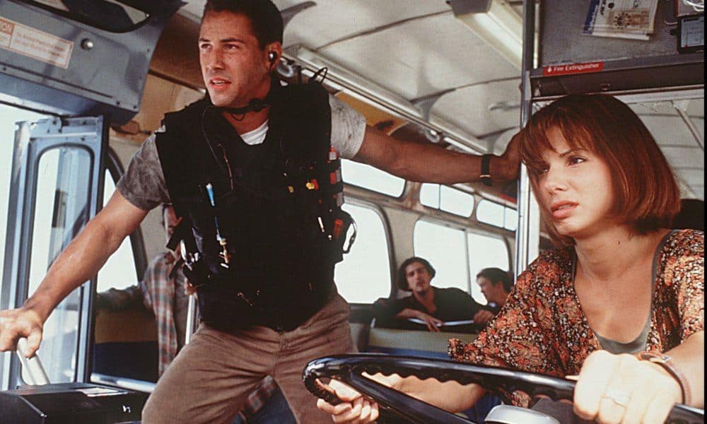 Keanu Reeves co stars with Sandra Bullock (is Annie) in "Speed."